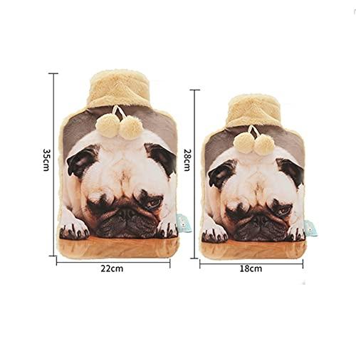 BcofoA BcofoA Hot Water Bottle, Flannel Cover with pet Pattern, 2 liters Large Capacity, Warm Hands and feet, Warm The Whole Body. (Color : Cat 1, Size : Large)