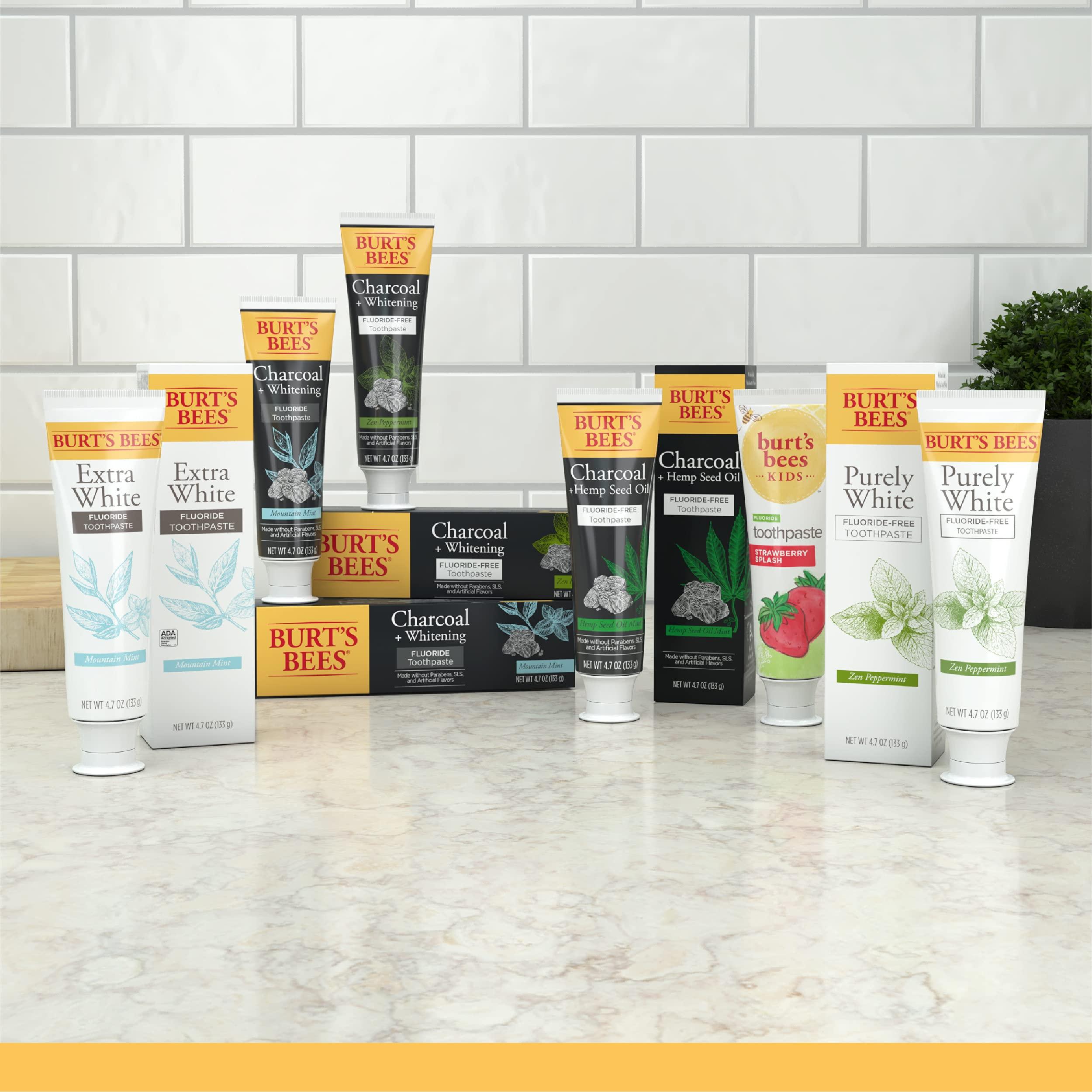 Burt's Bees Burt’s Bees Toothpaste, Natural Flavor, Fluoride-Free, Purely White, Zen Peppermint, 4.7 oz, Pack of 3