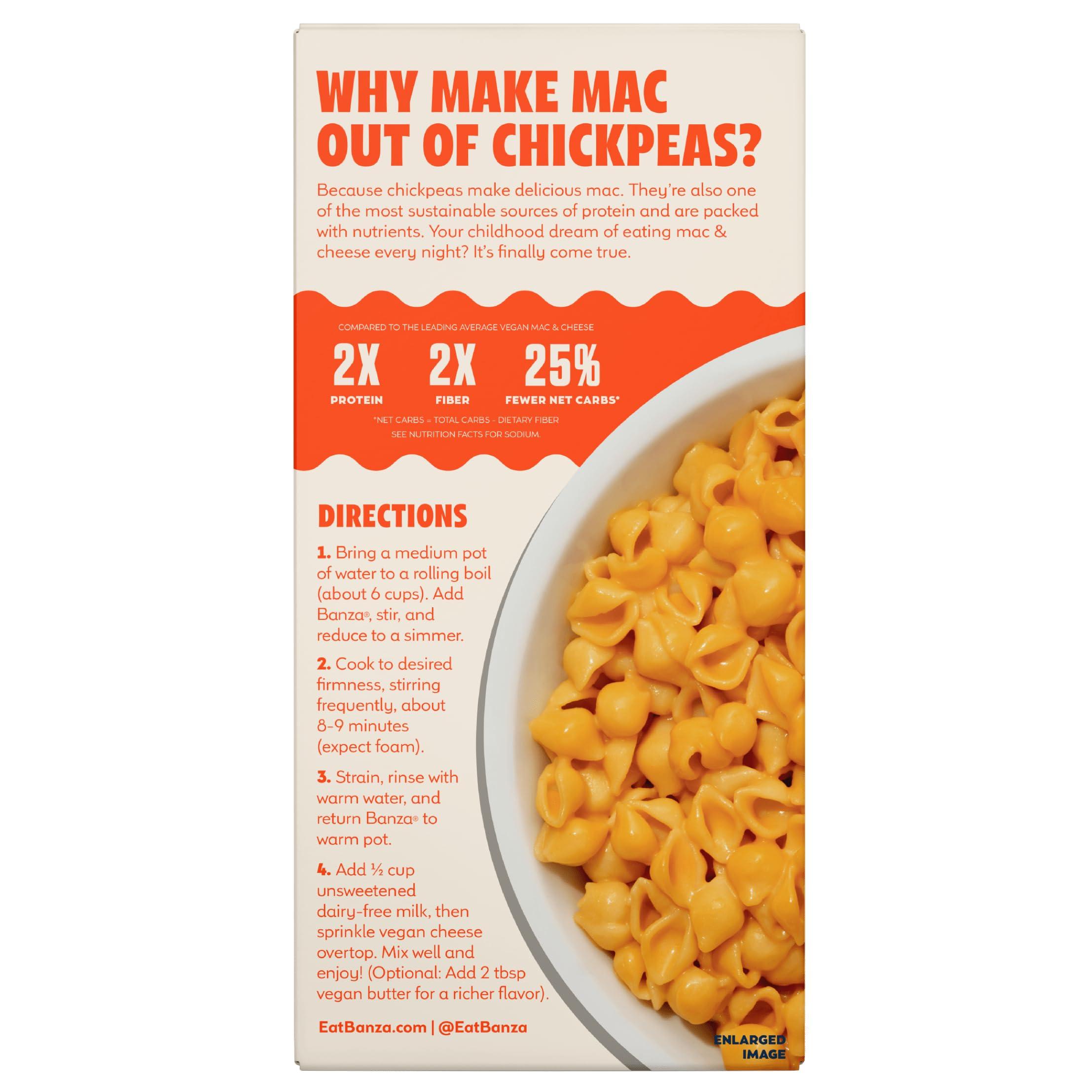 Banza Banza Shells & Vegan Cheddar Mac and Cheese - High Protein, Gluten Free Mac and Cheese, and Lower Carb Vegan Protein Mac and Cheese 5.5oz
