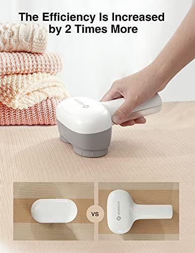 VASSON VASSON Fabric Shaver, Electric Lint Remover, Rechargeable Lint Shaver, Sweater Shavers to Remove Pilling, Large Fuzz Remover for Clothes Couch Furniture (Greyish White)