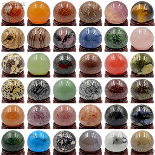 AD Beads AD Beads Natural Gemstone Harmony Round Ball Crystal Healing Sphere Massage Rock 20~50mm (22 Zebra, 35mm)