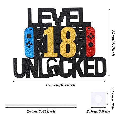 Prasacco Prasacco Level Unlocked Birthday Cake Topper DIY Level Up Happy Birthday Cake Topper Video Gaming Themed Party Decorations for Kids Boys Girls Gamer