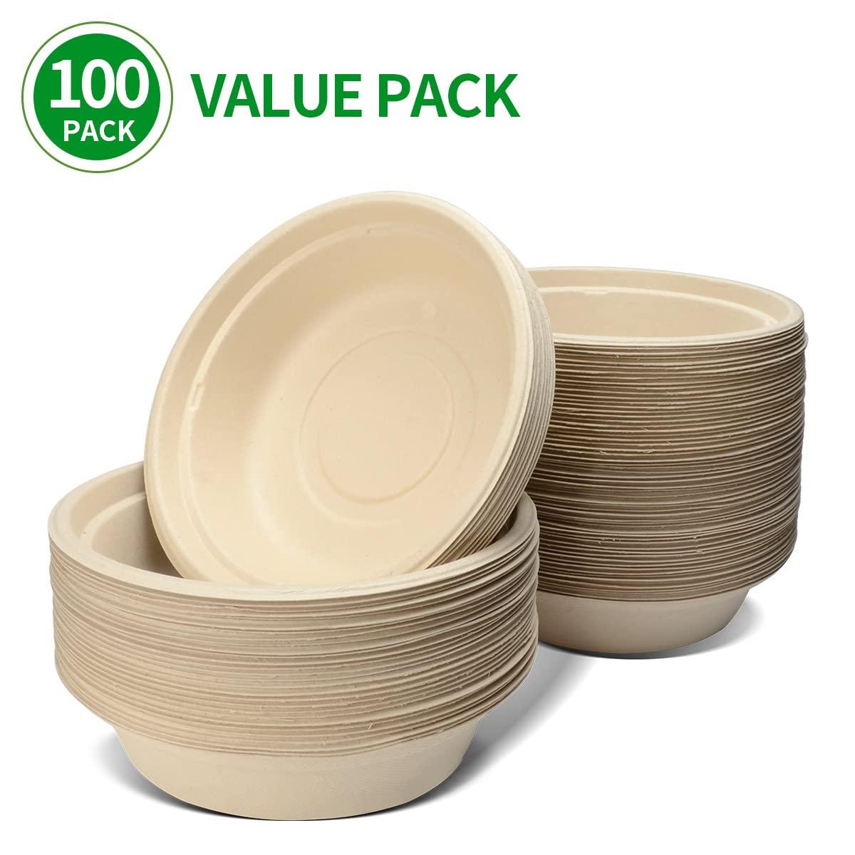 bloomoon bloomoon 100 Pack 32 oz Large Paper Bowls for Salad, Pasta, Burrito, Lunch and Snack, Grease Resist Heavy Duty 32 oz Disposable Bowls for Party and Catering