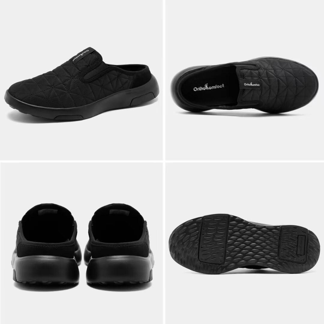 OrthoComfoot Men\'s Orthopedic Slip-On Loafers Walking Shoes with Arch Support: Plantar Fasciitis Suede Loafer Shoes for Achilles Tendonitis, Slip-On Shoes Indoor Outdoor for Fall Black Size 8