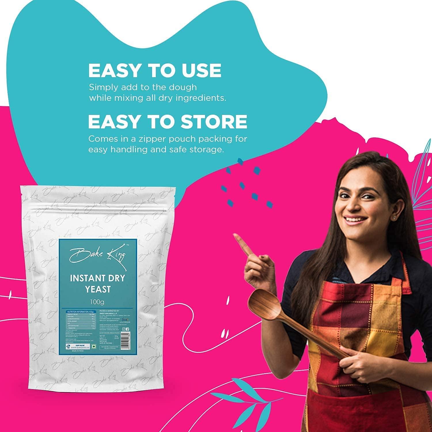 Generic Instant Dry Yeast 100 GM Instant Yeast for Pizza Base & Baking