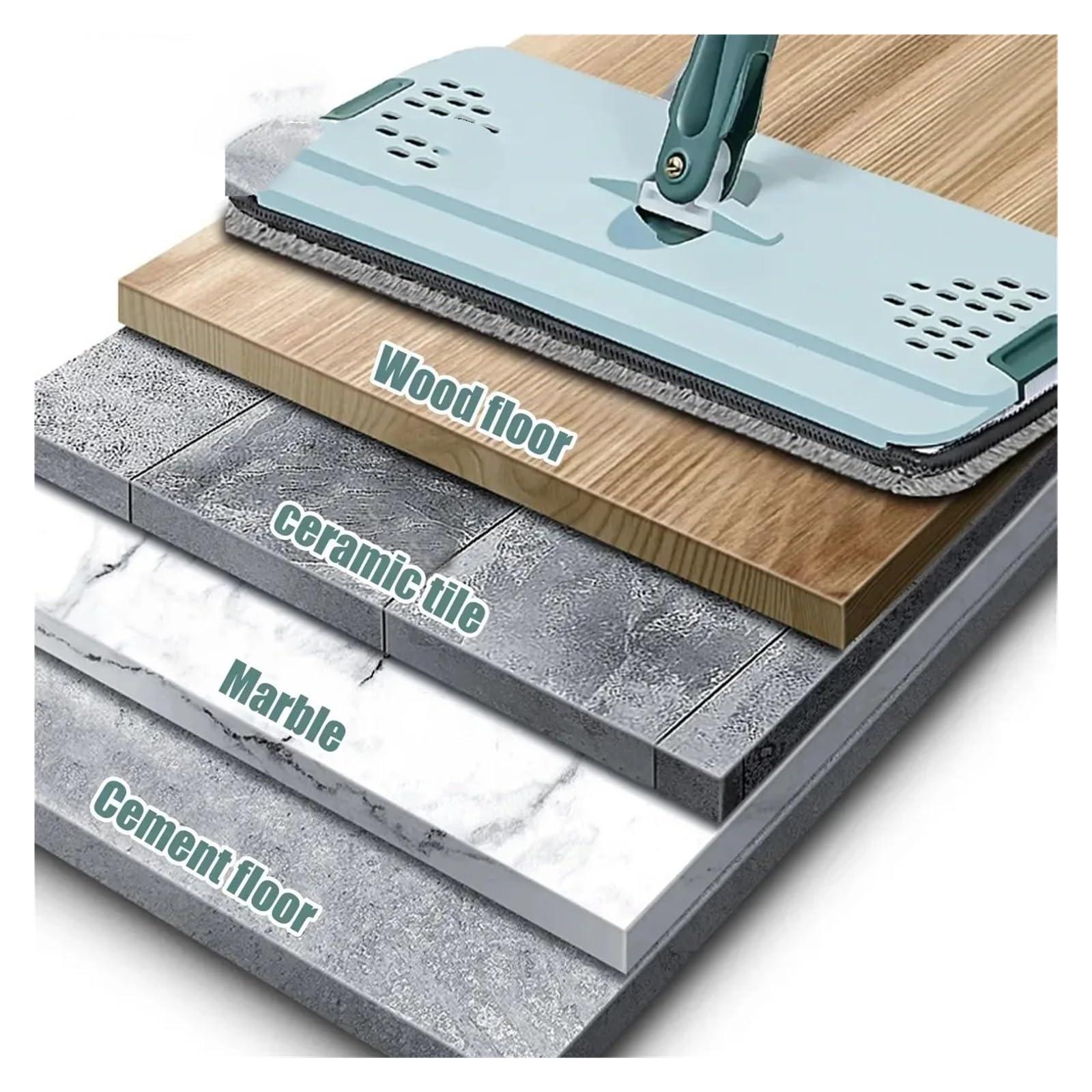 EtliN Flat Squeeze Mop with Bucket Hand Free Wringing Floor Cleaning Mop Microfiber Mop Pads Wet or Dry Usage on Hardwood Laminate (Size : Mop with 6coth)