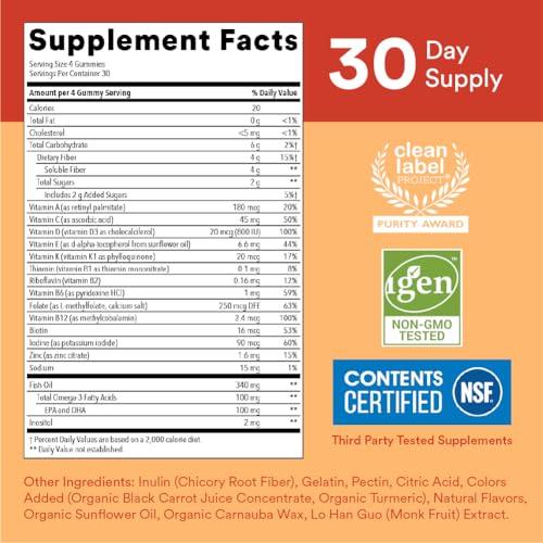 SmartyPants SmartyPants Teen Girl Multivitamin Gummies: Omega 3 Fish Oil (EPA/DHA), Vitamin D3, C, Vitamin B12 & Kids Multivitamin Gummies and Fiber Supplement: Omega 3 Fish Oil (EPA/DHA)