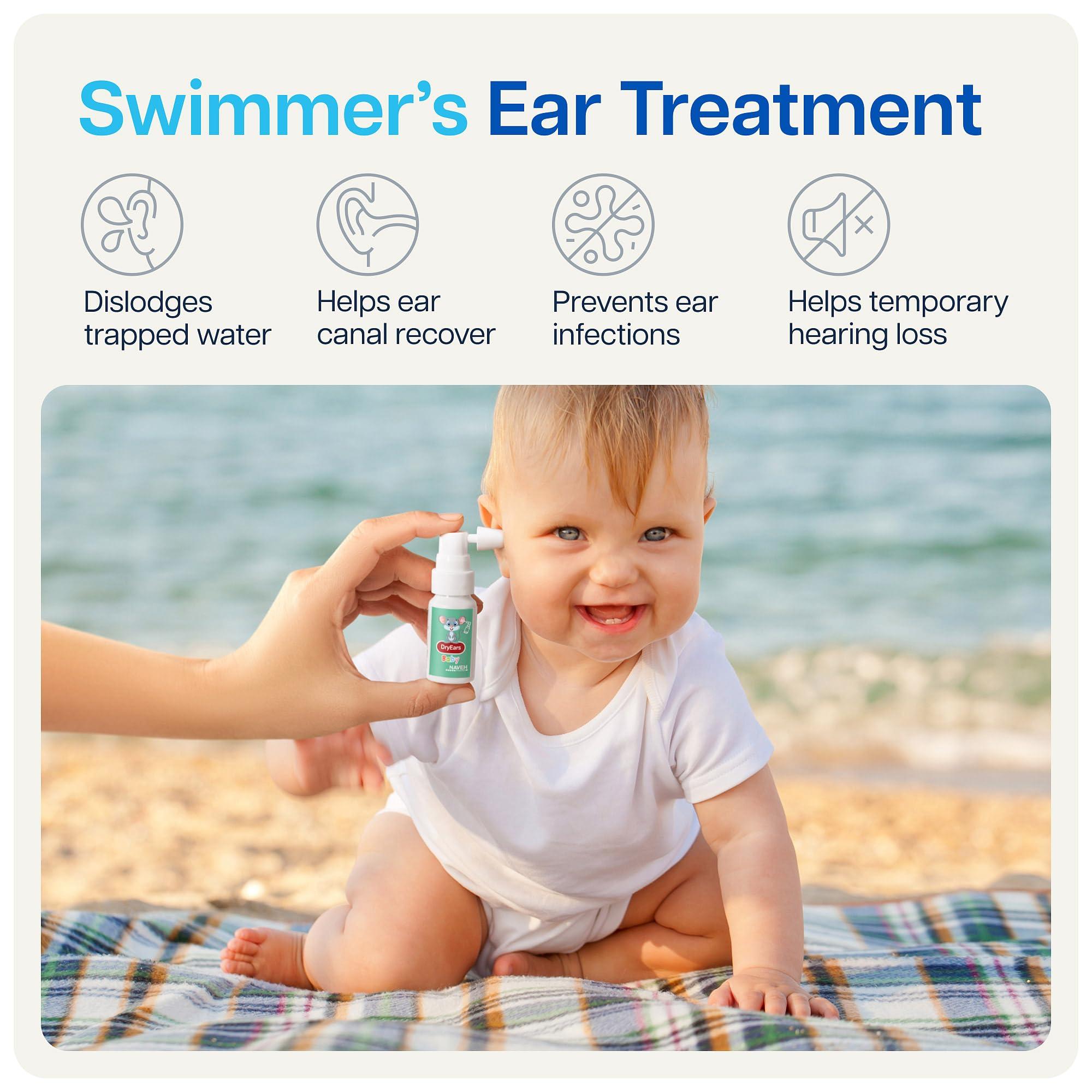 NAVEH PHARMA NAVEH PHARMA Dry Ears Baby | Swimmers Ear Drops Spray | Ear Drying Drops for Little Swimmers | Remove Water Trapped in Ears in Seconds | Prevent Hearing Loss (0.5 Fl Oz)