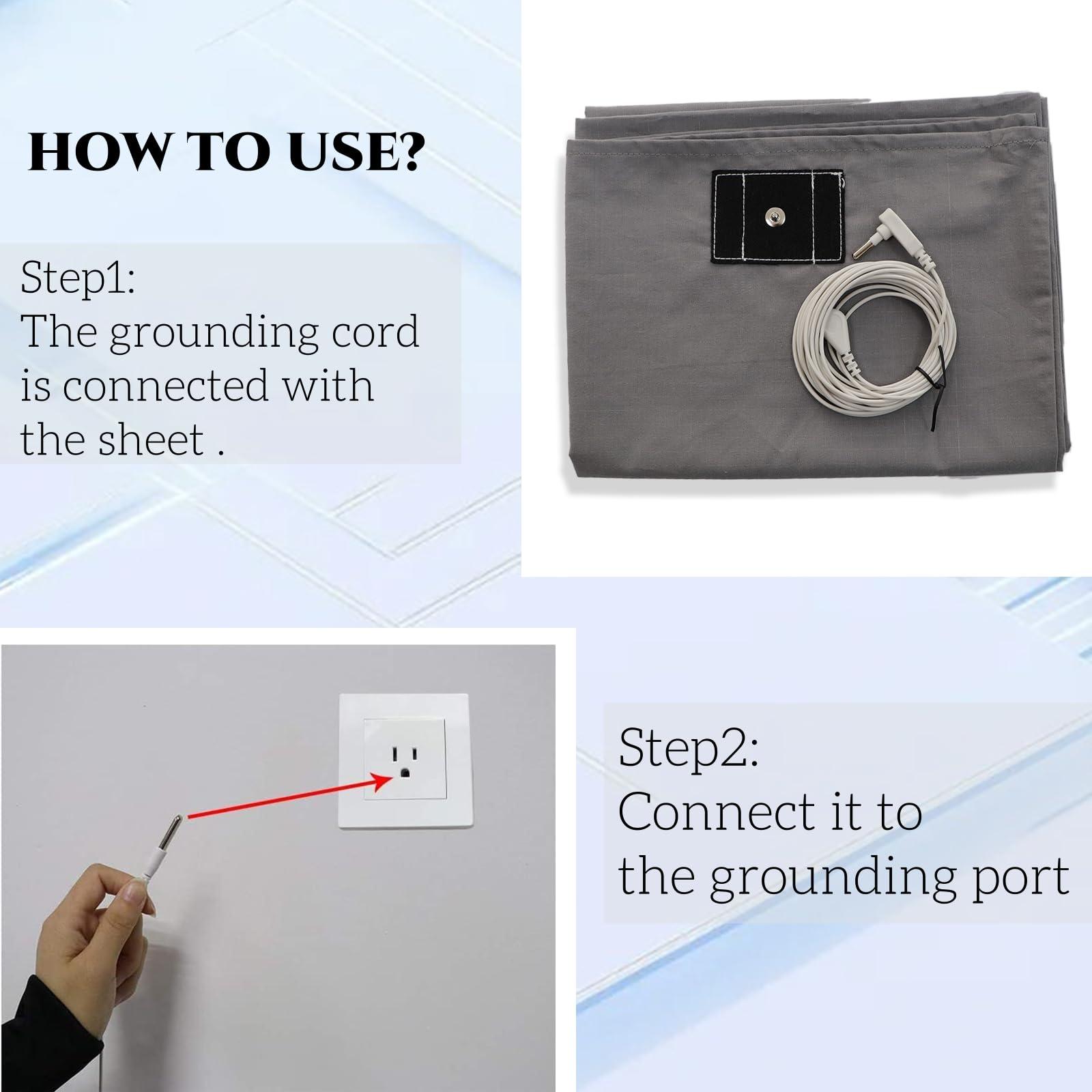 VAJOOCLL Grounding Sheet- 5% Silver Fiber with Grounding Cord, Grounding Sheets for Better Sleep and Native Health (35x90Inch).