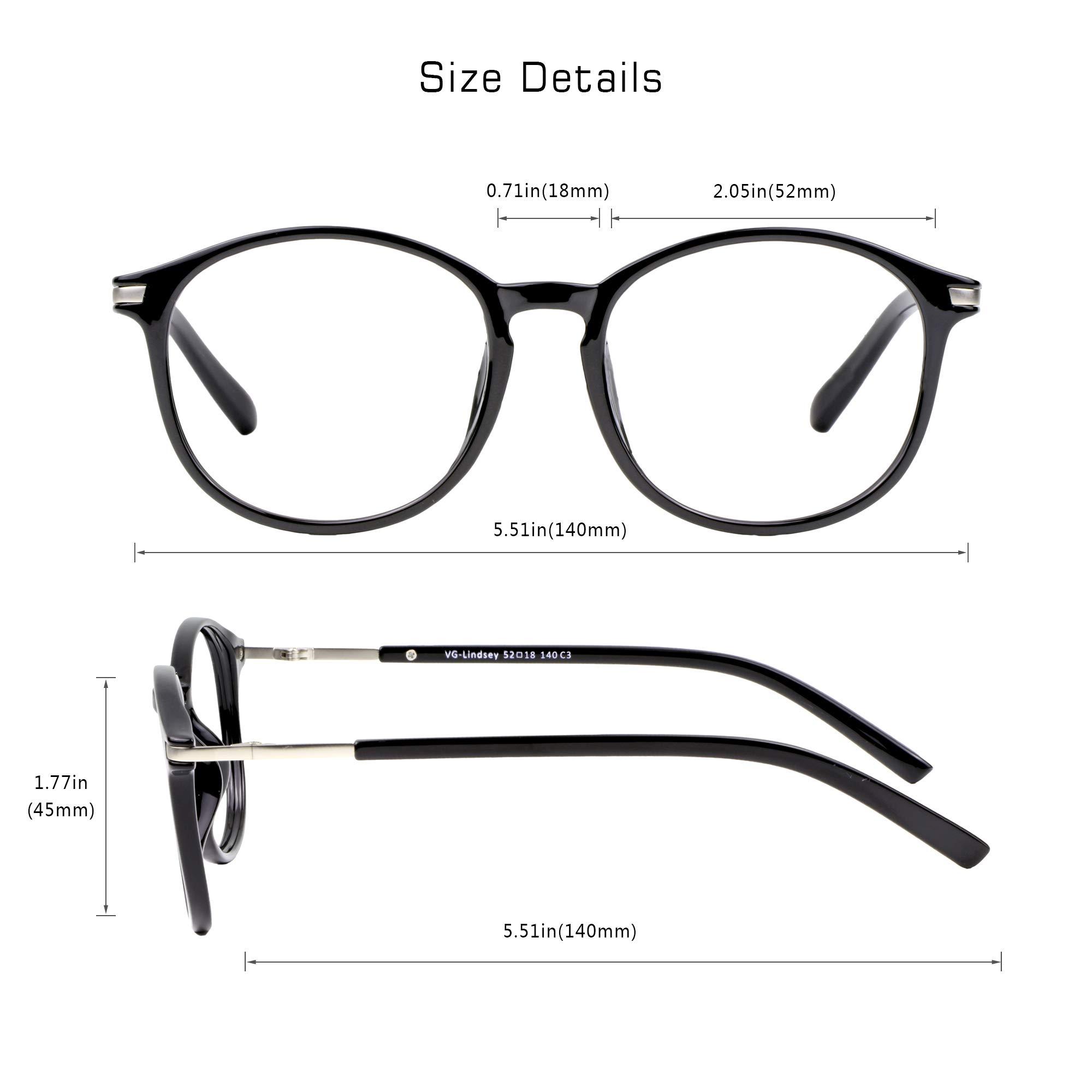 VisionGlobal Blue Light Blocking Glasses for Women/Men, Anti Eyestrain, Computer Reading, TV Glasses, Stylish Oval Frame, Anti Glare (Black, 4.75 Magnification)