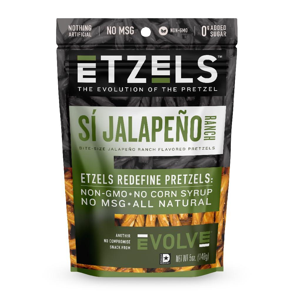 Evolve Etzels Bite Size Seasoned Pretzels, Clean Label, Non-GMO, No Corn Syrup, No MSG, 0-2g Added Sugar, Pure Natural Flavor, Nothing Artificial (Single, Originally Original)