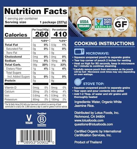 Lotus Foods Lotus Foods, Organic White Jasmine Rice, 8 Ounce