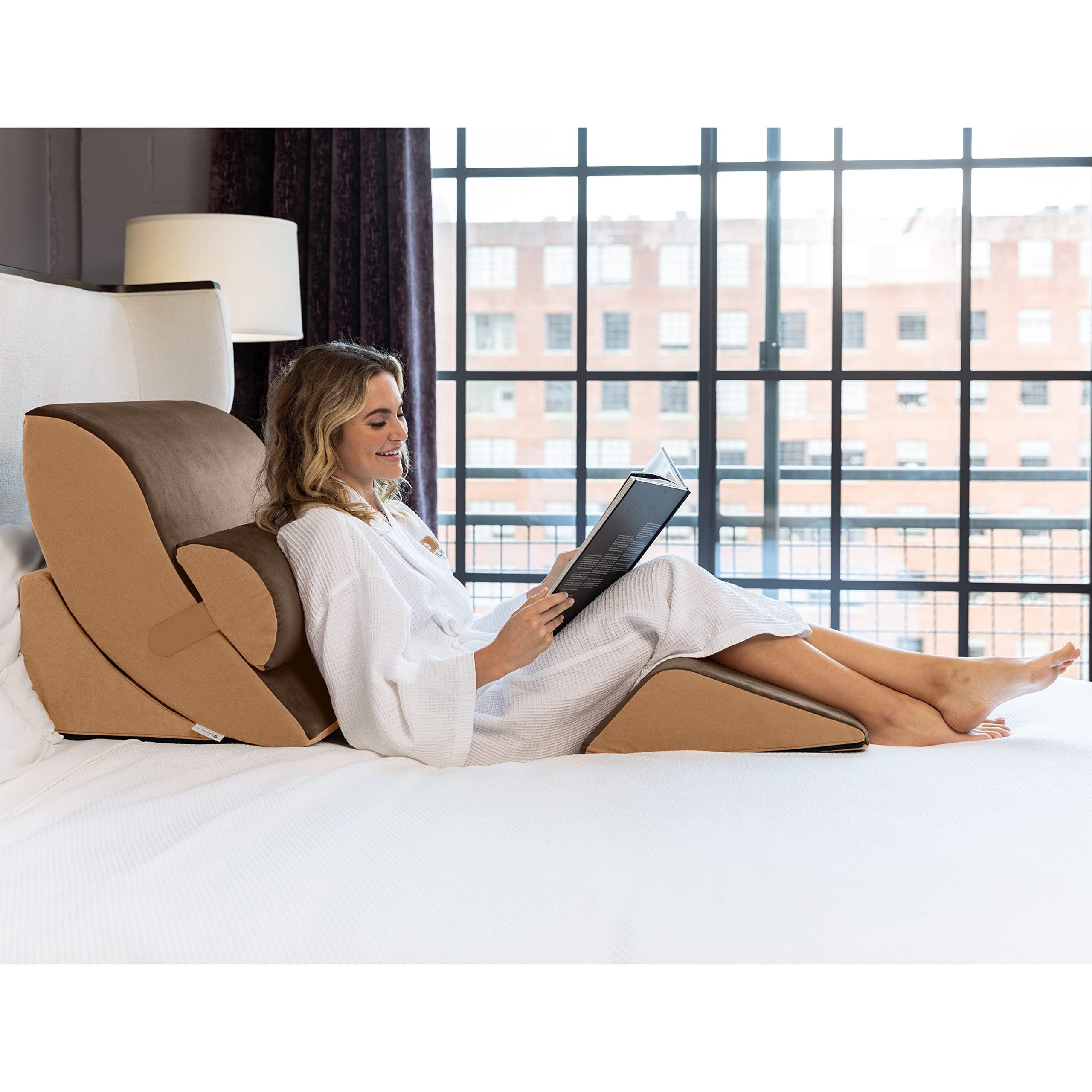 Avana Avana Kind Bed Orthopedic Support Wedge Pillow Comfort System for Post-Surgery, Heartburn, Snoring, Acid Reflux & GERD, 4-Piece-Set, Mocha/Camel