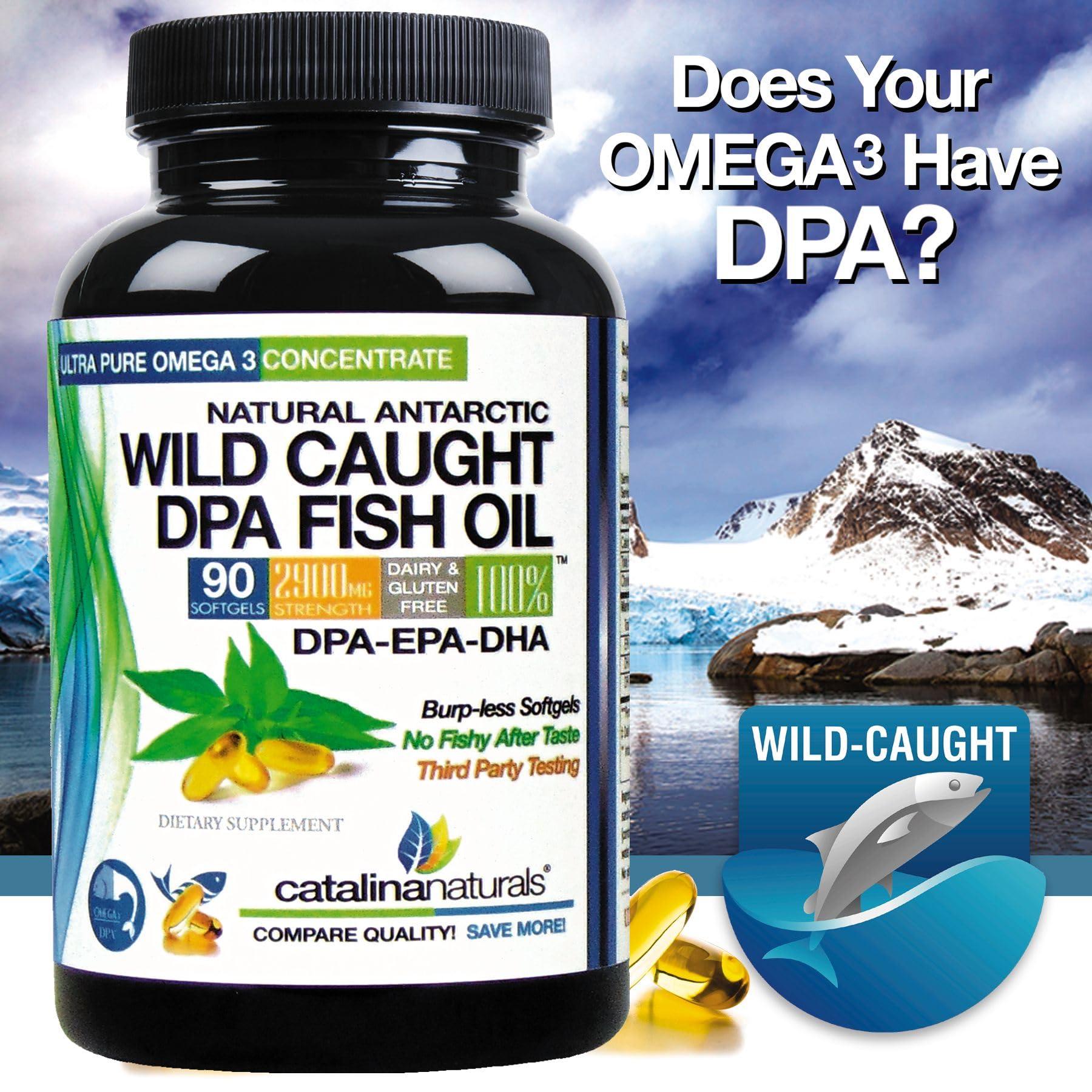Catalina Naturals Wild Caught Omega-3 DPA Fish Oil - 2900 mg with DPA, EPA & DHA - 90 SoftGels Triple Strength Burp-Free