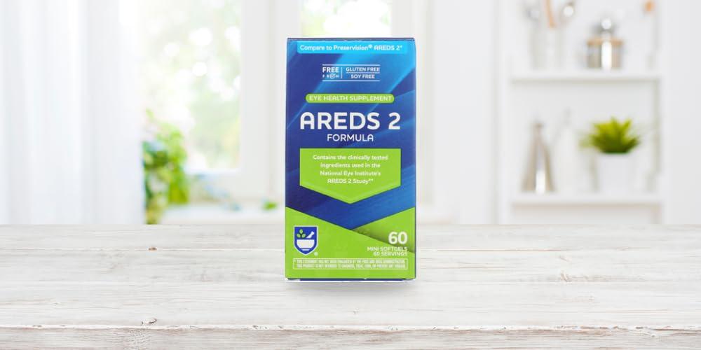 Rite Aid Rite Aid AREDS 2 Softgels - 60 Count, Macular Support for Eye and Vision Health, Contains Lutein, Vitamin C, Zeaxanthin, Zinc & Vitamin E, Gluten Free and Soy Free