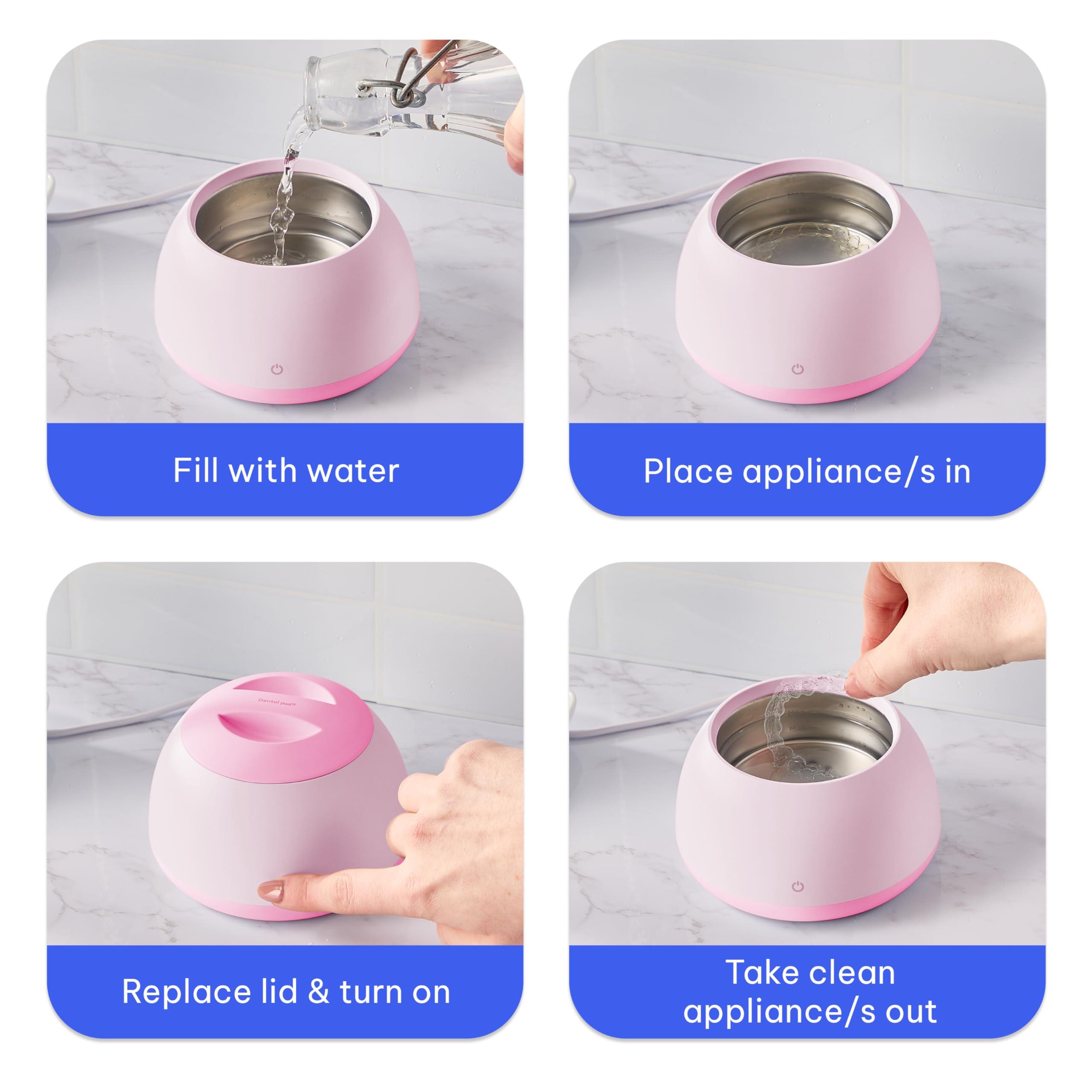 Zima Dental Zima Dental Pod | Rose Pink | Ultrasonic Retainer Cleaner Machine | Aligner, Nightguard, Mouth Guard, Denture Cleaner | Oral Dental Care FSA HSA Approved
