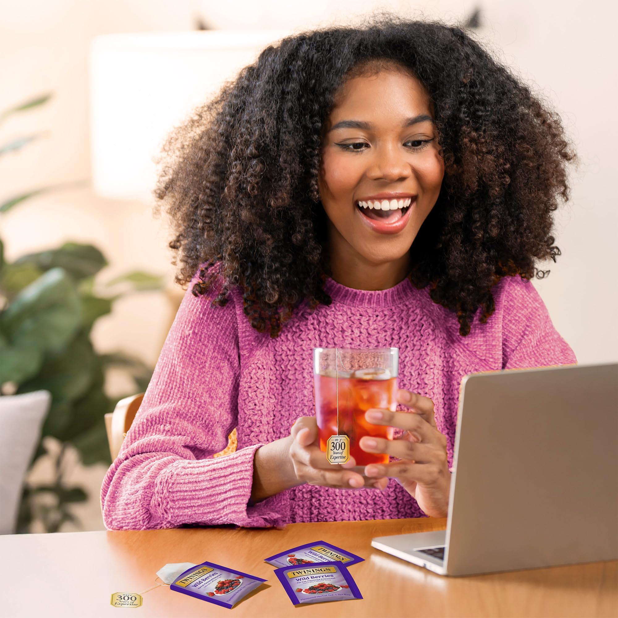 Twinings Twinings Wild Berries Tea - A Naturally Caffeine-Free Herbal Tea Bursting with Fresh & Uplifting Berry Tea Flavours, Individually Wrapped Tea Bags, 20 Count