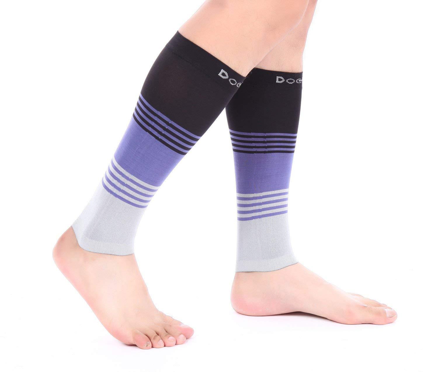 Doc Miller Doc Miller Compression Calf Sleeve for Men & Women, Medical Grade, 20-30mmHg Graduated Support for Running, Calf Tear, Shin Splints, Knee High, Calf Sleeves, Stripes Design, Extra Large Size,1 Pair