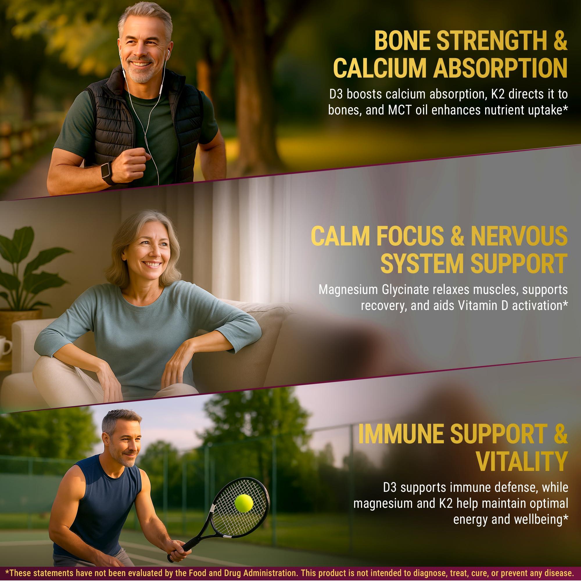 New Elements Liquid Vitamin D3 K2 10000IU with Magnesium Glycinate 5mg | VIT D3 K2 Drops for Adults | Mk7 Vitamin K2 100mcg | Vitamin D3 + K2 Supplement for Men & Women | Gluten Free | Non-GMO