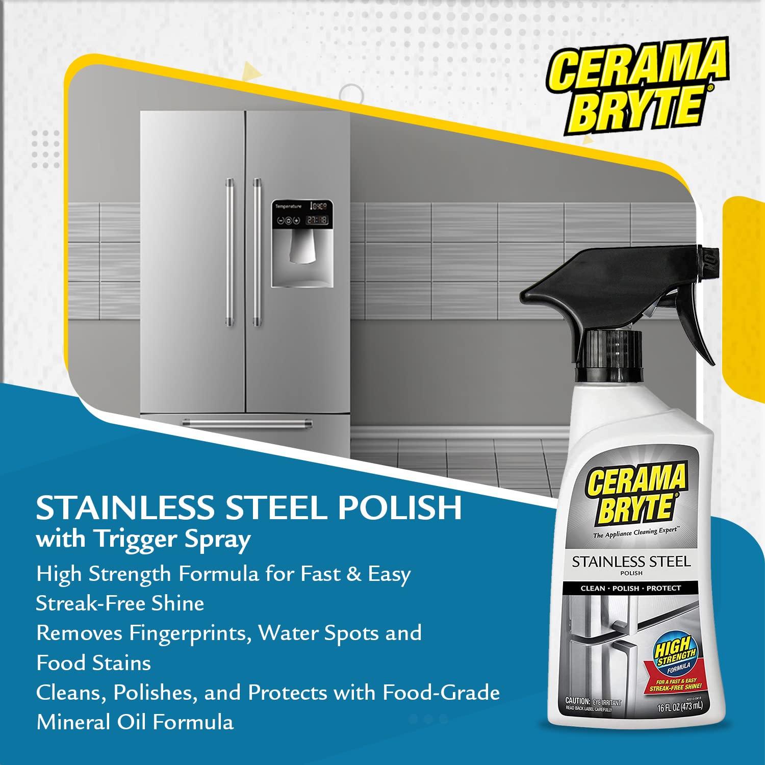 Cerama Bryte Cerama Bryte Stainless Steel Polish & Removes Tough Stains Cooktop and Stove Top Cleaner for Glass - Ceramic Surfaces, 16 & 18 Ounces, 3-18 oz + SS