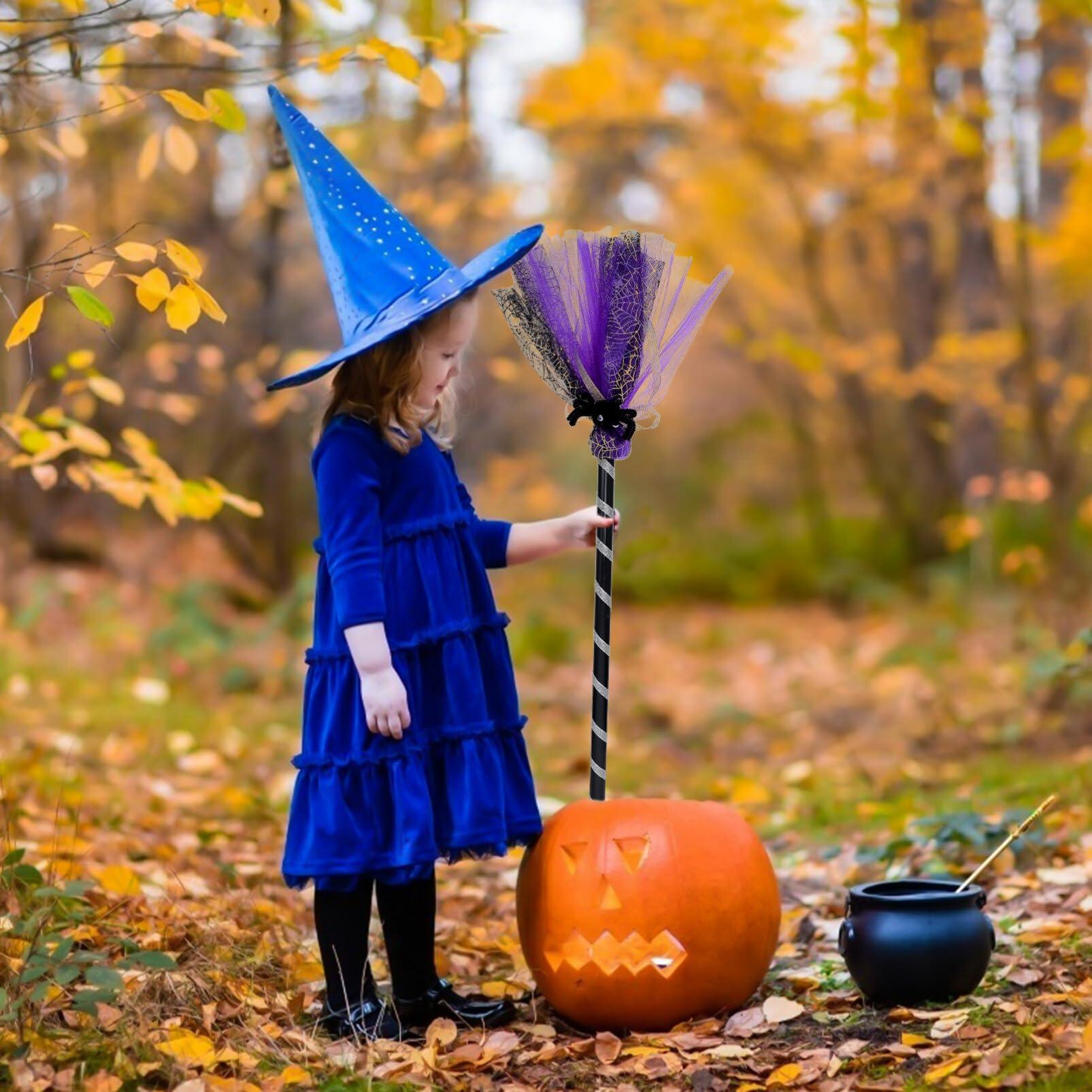 Homoyoyo 1pc Wizard Broom Halloween Besom Prop Women Halloween Decor Witches Broomstick Halloween Witch Besom Witch Broomstick Adult Witch Broom Cosplay Plastic Gauze Child Purple