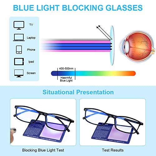 URAQT URAQT 2Pcs Blue Light Glasses for Women Men, Blue Light Blocking Glasses Lightweight Computer Glasses Anti Eyestrain & UV Glare Gaming Vintage Fake Eyeglasses Readers Clear Lens Reading Glasses