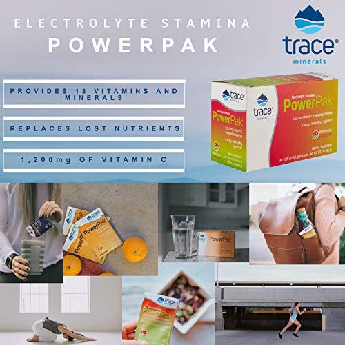 Trace Minerals Trace Minerals | Electrolyte Stamina Power Pak | 1200 mg Vitamin C | Non-GMO | Lemon Lime, Orange Blast, and Concord Grape | 30 Packets Variety (Pack of 3)