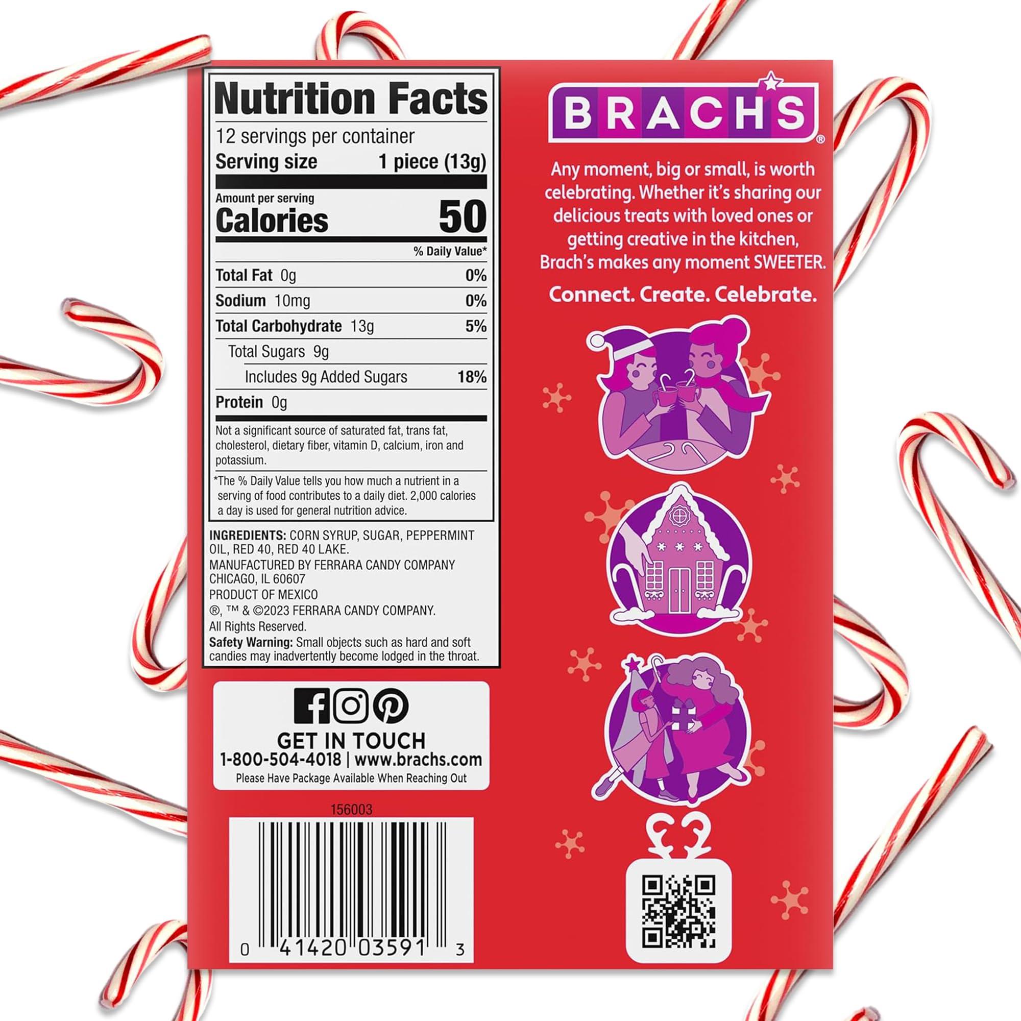 Snackivore Snackivore Brachs Peppermint Candy Canes Bulk 48 Pack of Candy Canes Individually Wrapped, Candy Cane, Christmas Candy Canes, Candycane, Holiday Candy Bulk (Set of 4 x 12 packs)