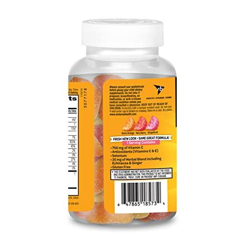Airborne Airborne Vitamin C 750mg (per serving) - Assorted Fruit Gummies (42 count in a bottle), Gluten-Free Immune Support Supplement With Vitamins C E, Selenium