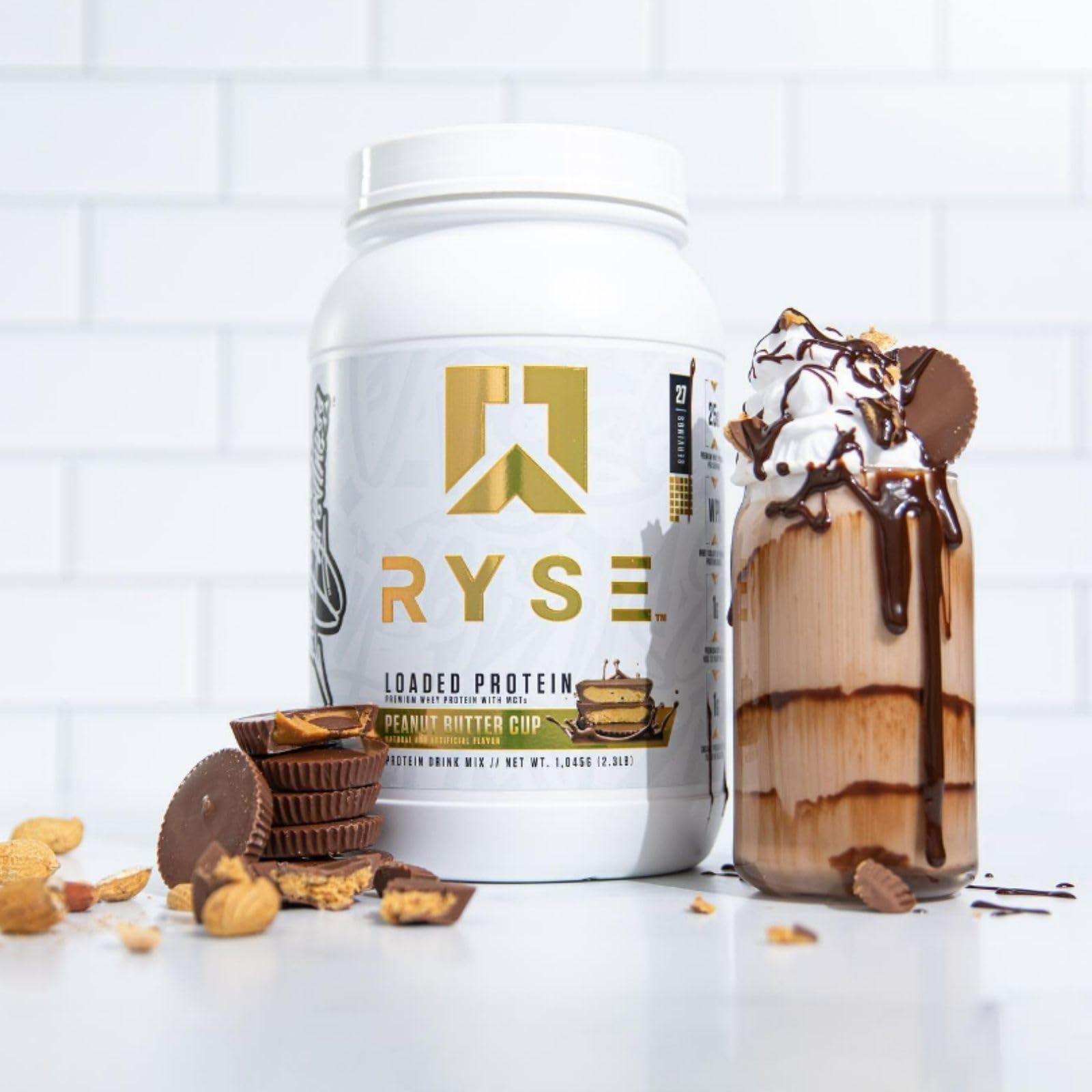 RYSE Up Supplements Ryse Loaded Protein Powder | 25g Whey Protein Isolate & Concentrate | with Prebiotic Fiber & MCTs | Low Carbs & Low Sugar | 54 Servings (Peanut Butter Cup)
