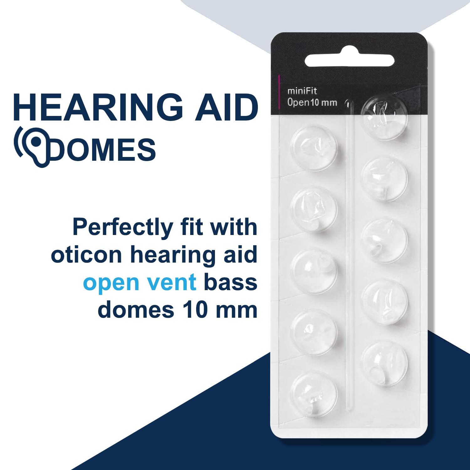KH HAIKE Hearing Aid Domes for Oticon Replacements, Oticon Minifit Open Vent Bass Domes (10 mm/3 Packs, Universal Domes for Oticon Hearing Aid Supplies.