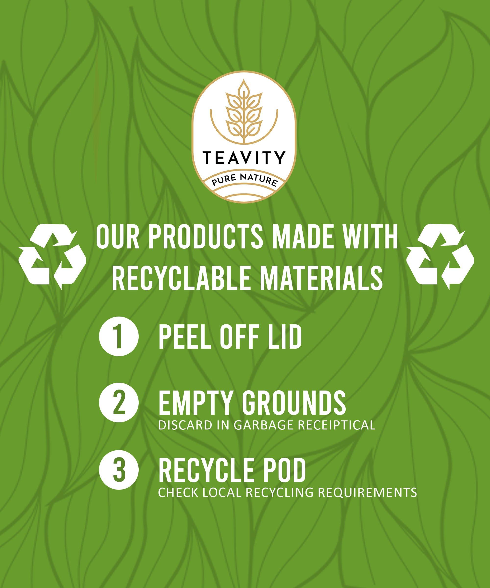 Teavity Organic Green Tea Pods for Keurig - Unsweetened Green Tea for K Cup Machines by Teavity (12 Tea Pods)