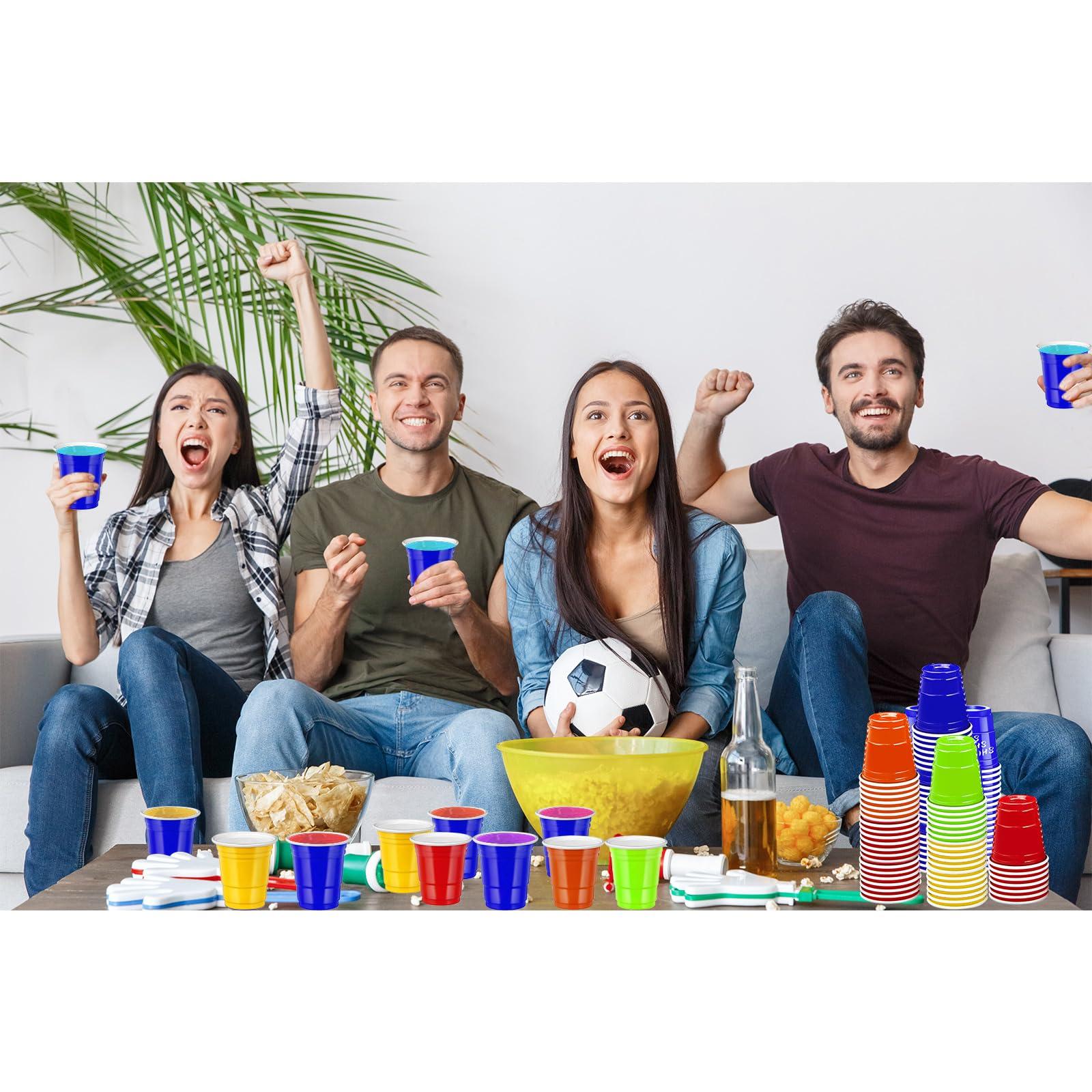 cssopenss 500 pcs 2 oz Colored Plastic Shot Glasses Colorful shot cups neon shot glasses plastic for drinking Tastings served Snacks Jello Tastings and Samples(10 Color)