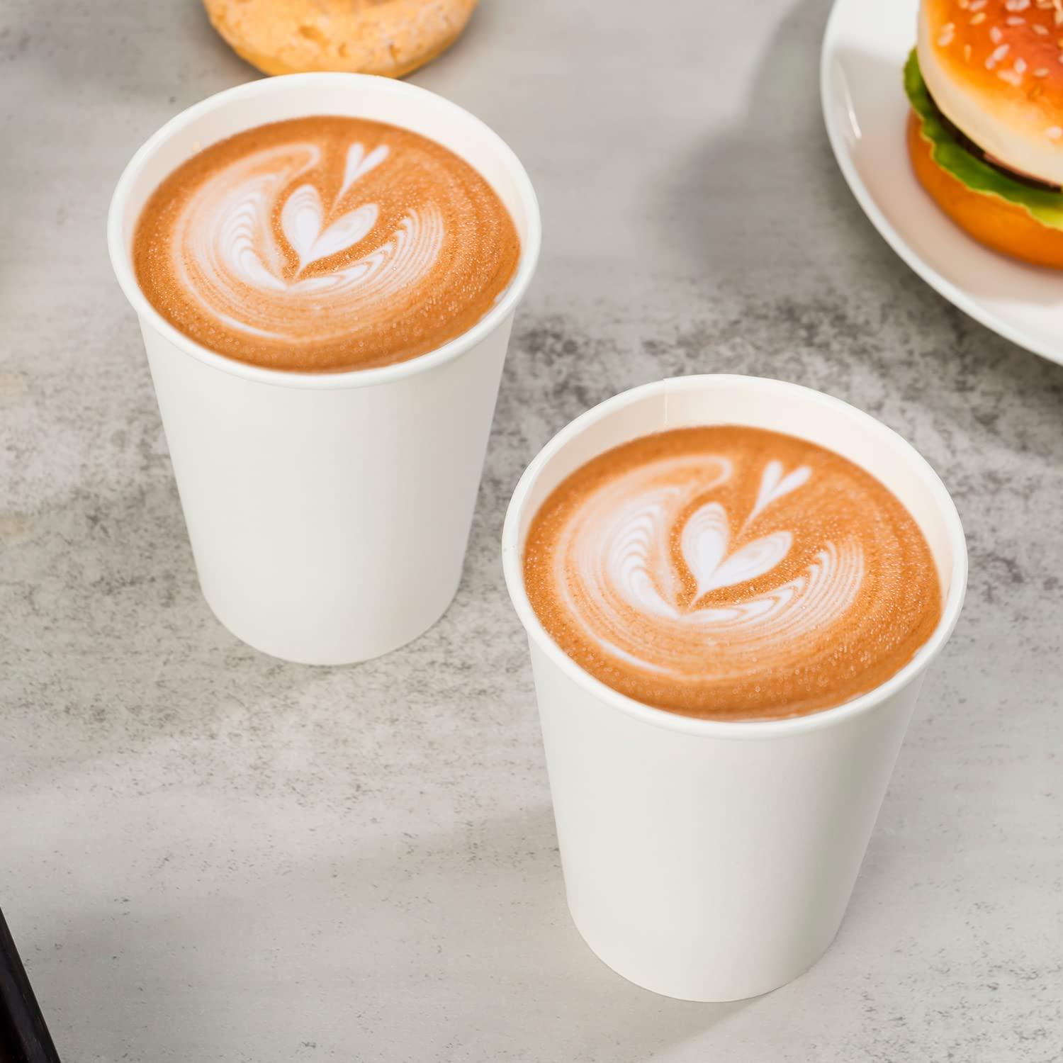 METAPRINT METAPRINT 12 oz Disposable Paper Coffee Cups [300 Pack], White Hot Coffee Cups, Paper Coffee Cups 12 oz, Thickened Design for Cafes, Bistros, Parties, and Events