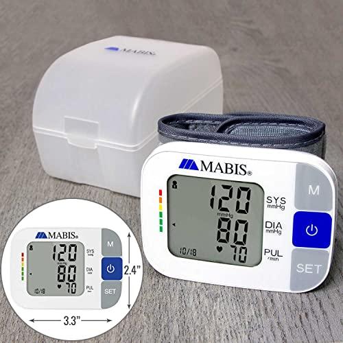 Mabis MABIS Universal Wrist Talking Blood Pressure Monitor, Visual BP Guide, 396 Reading Memory Storage for 4 Users, Protective Storage Case, FSA & HSA Eligible
