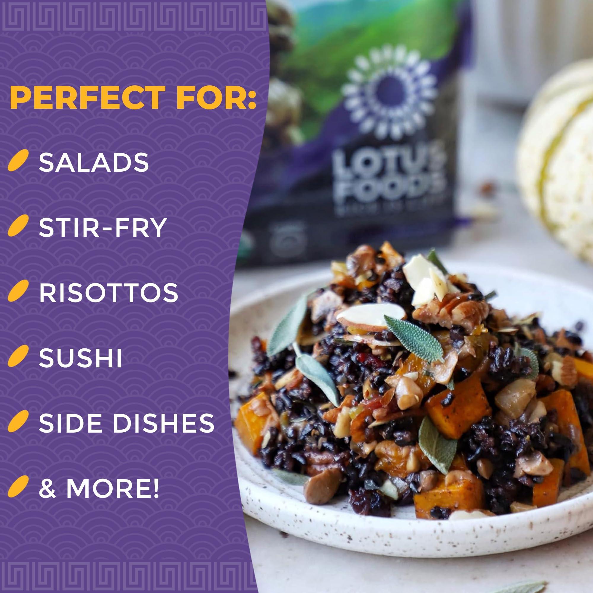 Lotus Foods Lotus Foods Organic Forbidden Rice - Black Rice Organic, Purple Rice, Black Rice Bulk, Gluten Free Heirloom Rice, Whole Grain, Non GMO, Vegan - 15 Oz Bag (Pack of 1)