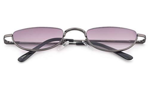 Newbee Fashion Half Moon Shaped Frame Reading Glasses Spring Hinge Flat Top Slim Frame Men Women Tinted Outdoor Reading Glasses with Pouch Gunmetal +1.75