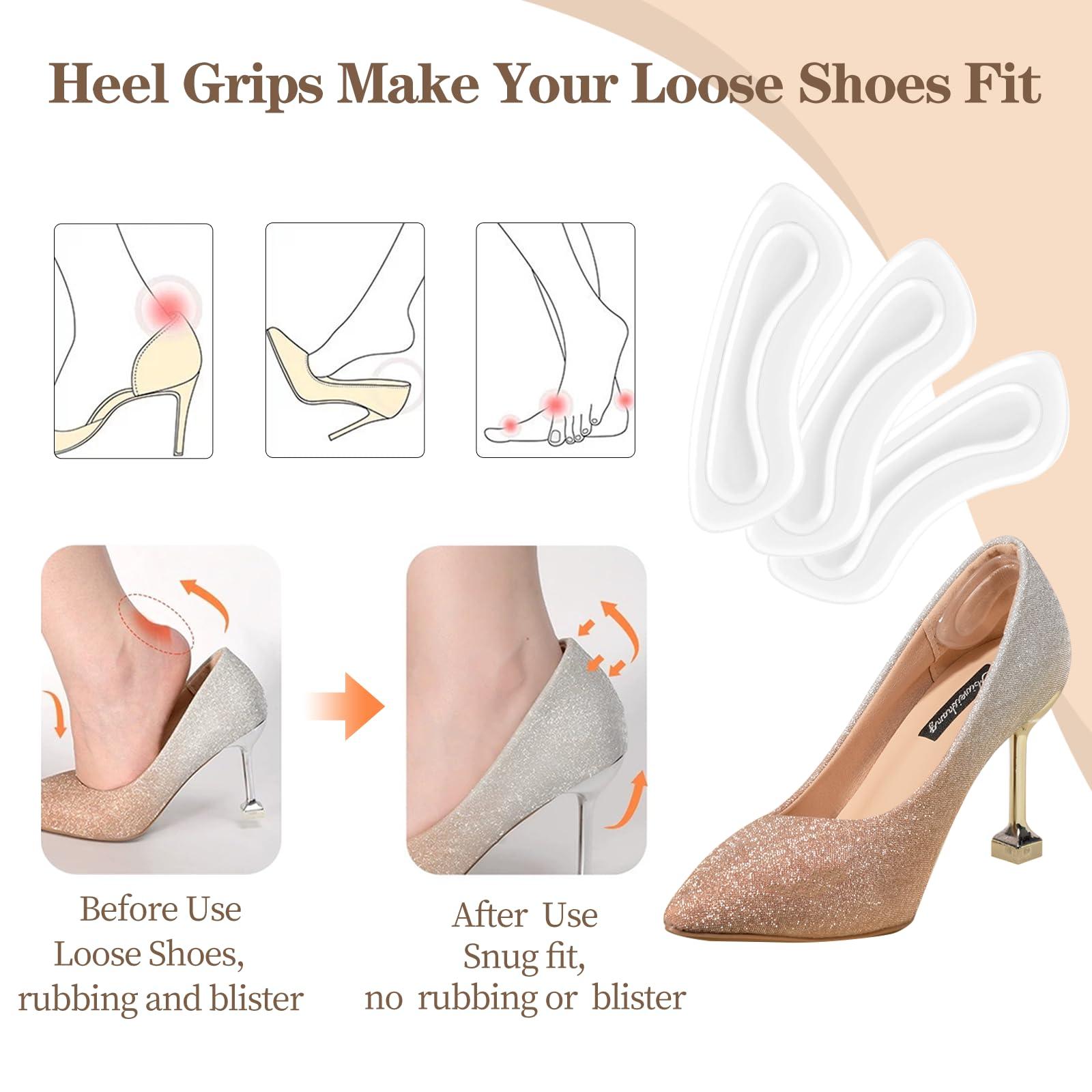 EACOZY EACOZY Heel Grips, Clear Shoe Heel Inserts, Heel Cushion Pads for Women Men Loose Shoes, 5 Pairs