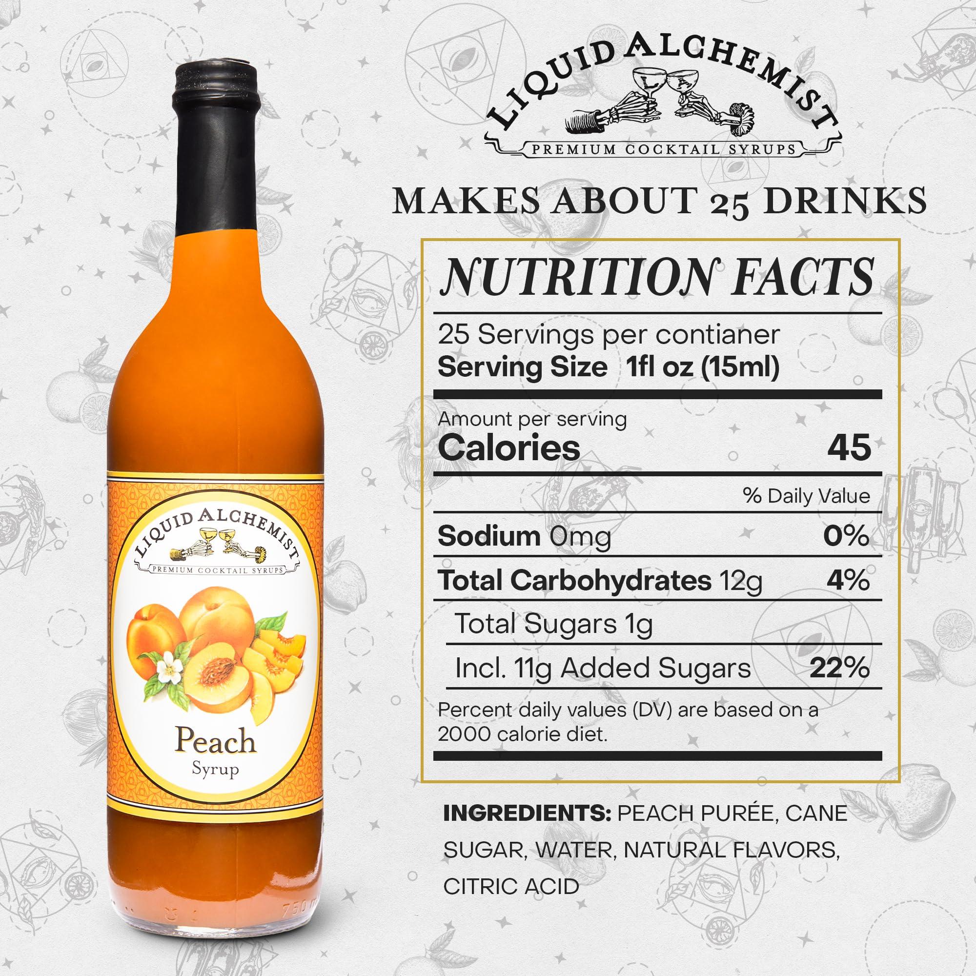 Liquid Alchemist Liquid Alchemist Peach Syrup for Drinks - Real Ingredients Make our Peach Puree for Cocktails a Perfect Peach Bellini Mix - Our Peach Flavoring Syrup is Non-GMO & Vegan - Peach Cocktail Syrup (25 oz)