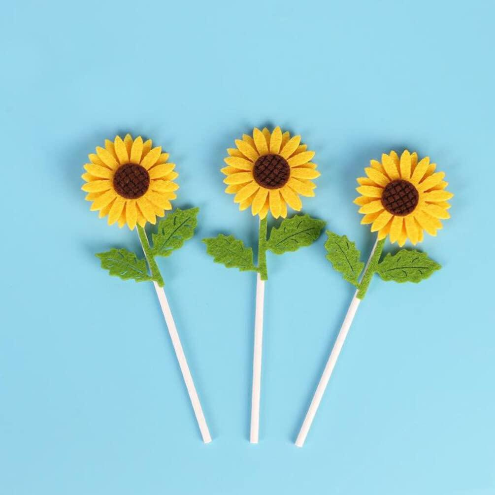EXCEART EXCEART 12pcs Cute Sunflower Cupcake Toppers Summer Party Fruit Picks Luau Cocktail Pick Hawaiian Toothpicks Cake Decorations for Birthday Baby Shower Supplies
