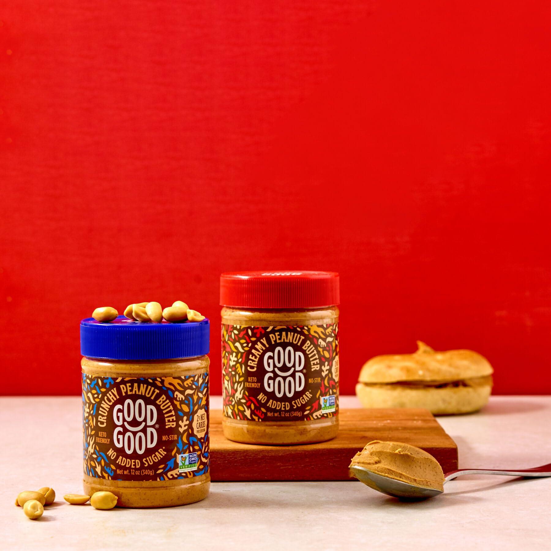 Good Good GOOD GOOD Crunchy Peanut Butter Keto Friendly - Low Carb & No Added Sugars - Vegan - No Palm Oil or Preservatives - Non-GMO - 12 oz / 340g (Pack of 1)