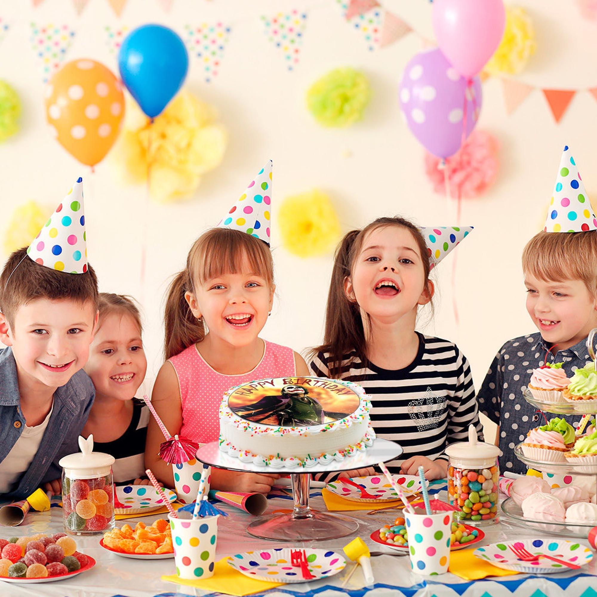 ENDLESS CHOICES 7.5 Inch Joker Heath Ledger Cake Topper Round Edible Birthday Cake Decorations, Happy Birthday Cake