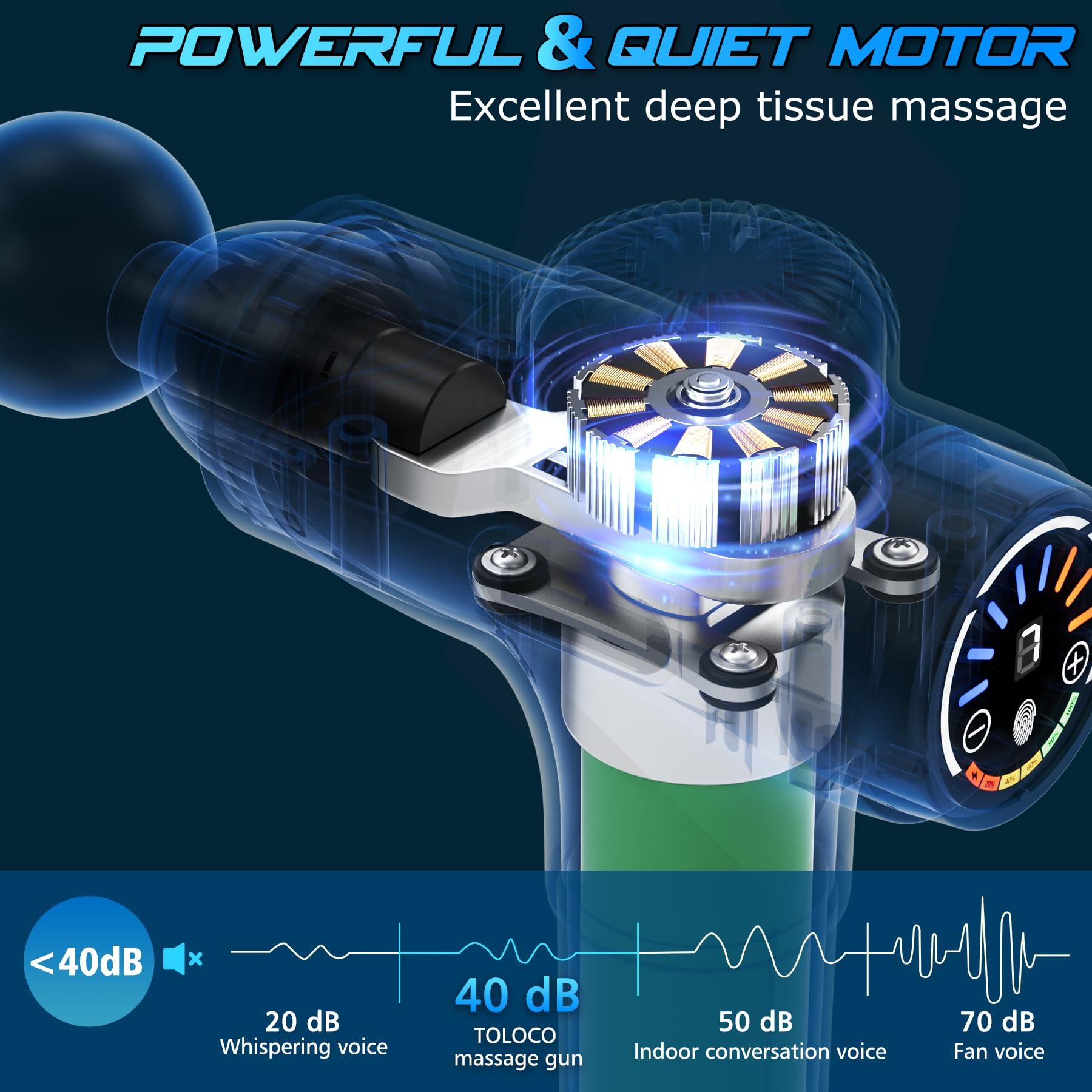 TOLOCO TOLOCO Massage Gun, Massage Gun Deep Tissue, Percussion Massage Gun with 10 Replacement Heads, Super Quiet Portable Electric Massager for Athletes, Relax, Black