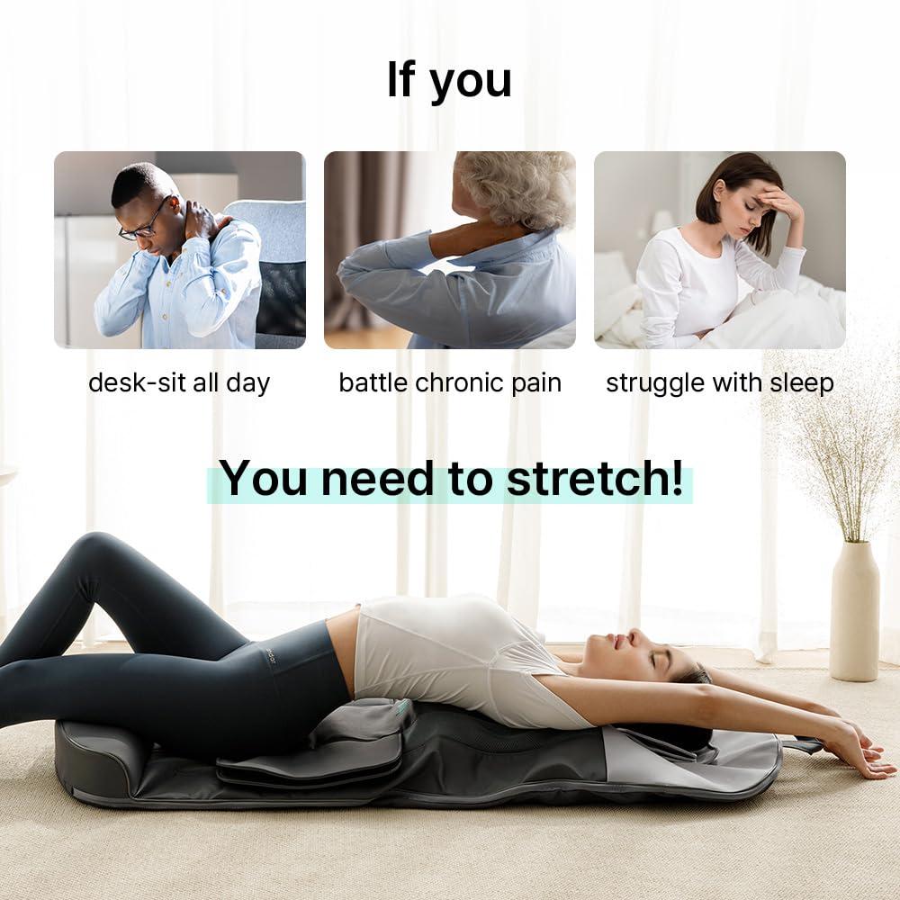 Klug Klug Stretching Massager Ultra, Effortless auto-Stretching Mat, Ease Back & Neck Pain with 3 Intensity Levels 7 Exceptional Programs, 2 Levels of Heat Function, Foldable & Portable Design