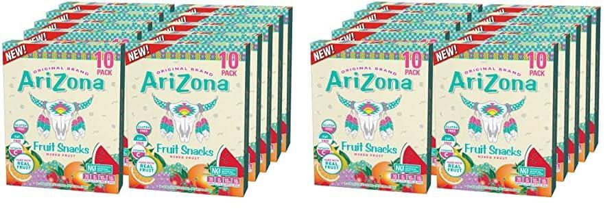 Arizona AriZona Fruit Snacks, Mixed Fruit - 10 Boxes of 10 ct. 0.9oz Bags (Total 100 ct. 0.9oz Bags) - Gluten Free - Gummy Chews (Pack of 2)