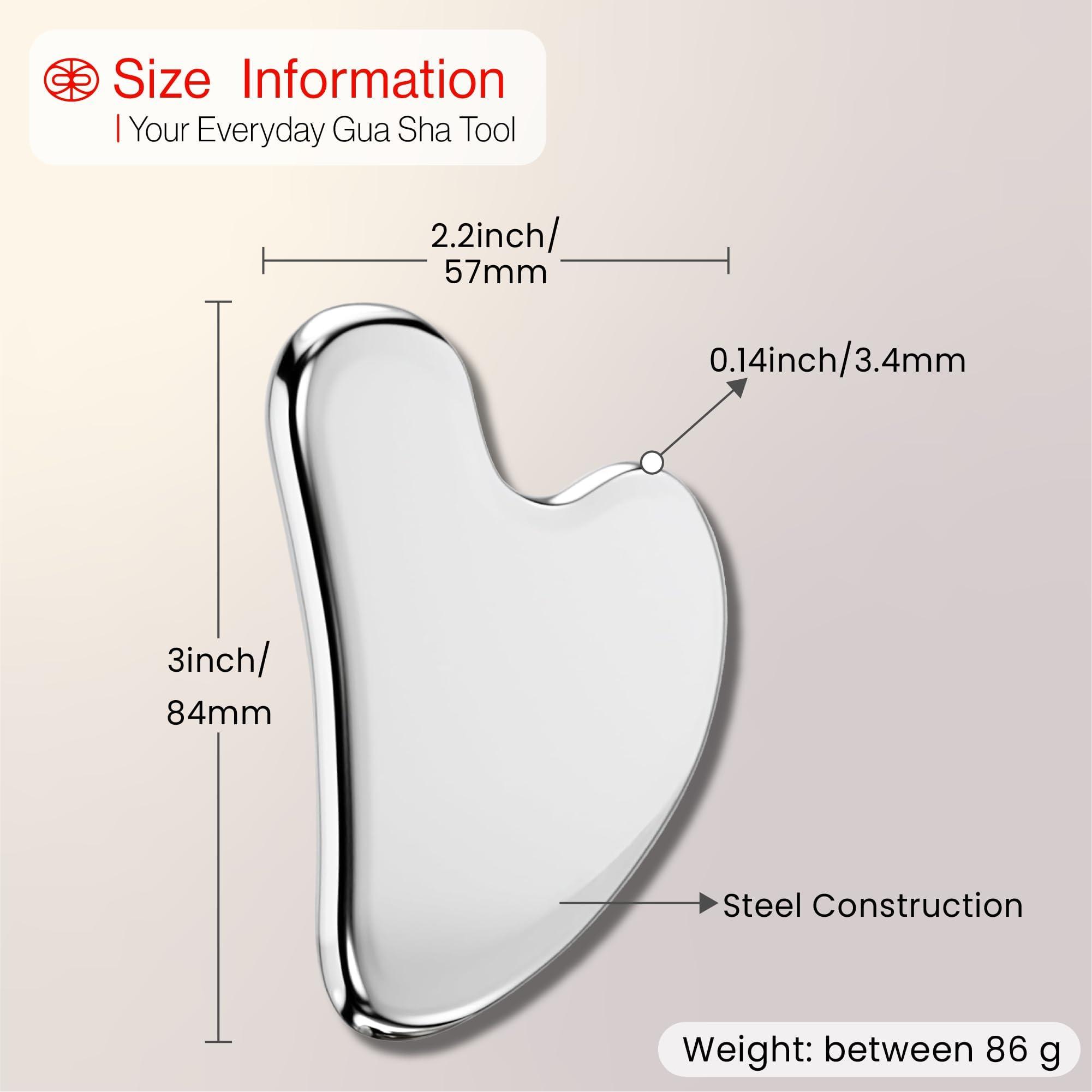 Rena Chris Rena Chris Gua Sha Facial Tools, Stainless Steel Guasha Tool for Acupuncture, Manual Massage Sticks for Jawline Sculpting and Puffiness Reducing, Gua Sha Facial Massage Tool, Skin-Care Gift