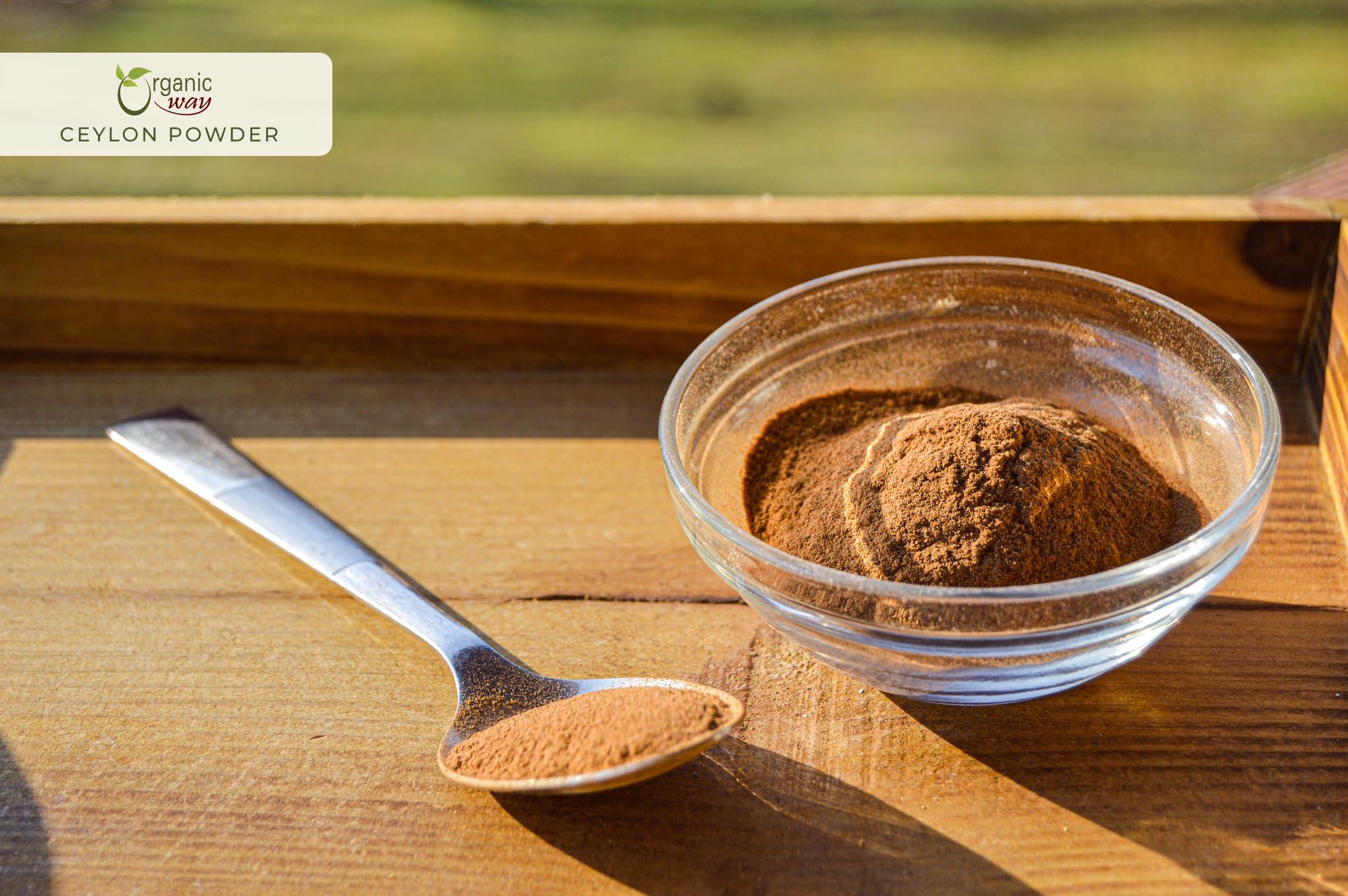 Organic Way Organic Way True Ceylon Cinnamon Powder - Kosher & USDA Certified | Raw, Vegan, Non-GMO & Gluten Free | Freshly Grounded Premium Cinnamon | Resealable Bag | 100% Raw from Sri Lanka (1/2LBS / 8Oz)