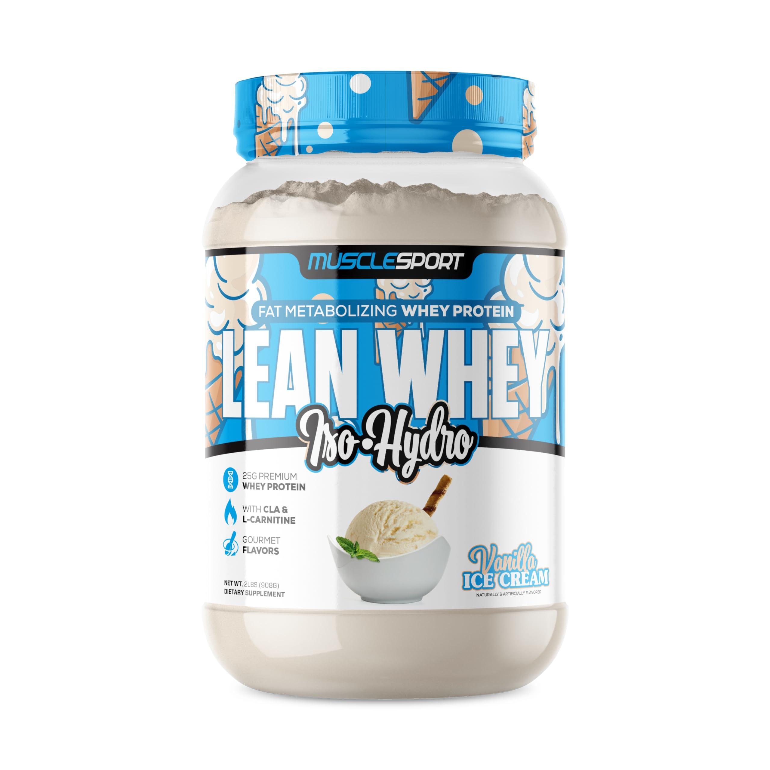 Musclesport Musclesport Lean Whey Revolution Protein Powder - Whey Protein Isolate - Low Calorie, Low Carb, Low Fat, Incredible Flavors - 25g Protein per Scoop (2LB, Vanilla)