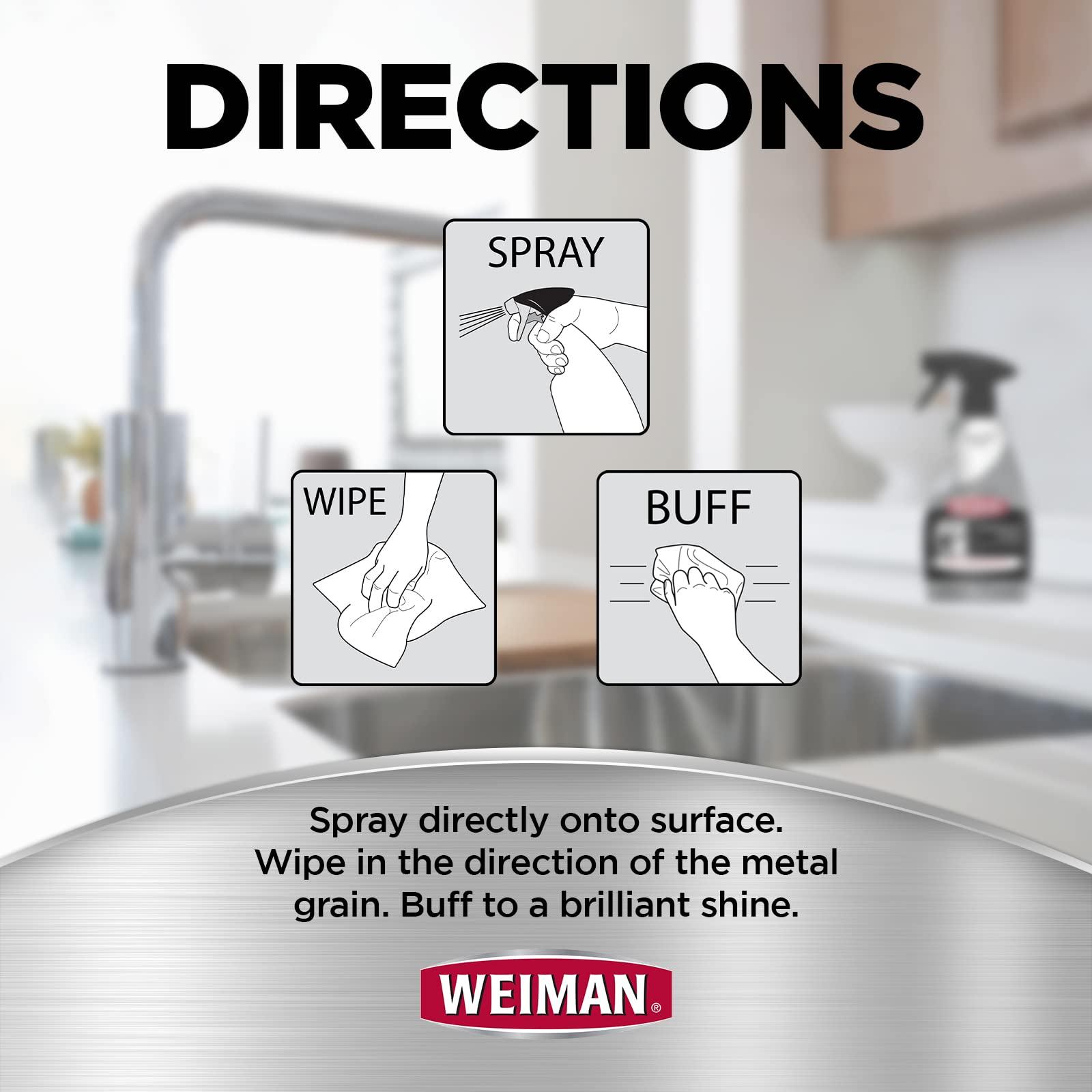 Weiman Weiman Stainless Steel Cleaner and Polish - 2 Pack Bundle With Microfiber Cloth - Protects Appliances from Fingerprints and Leaves a Streak-Free Shine for Refrigerator Dishwasher Oven Grill etc