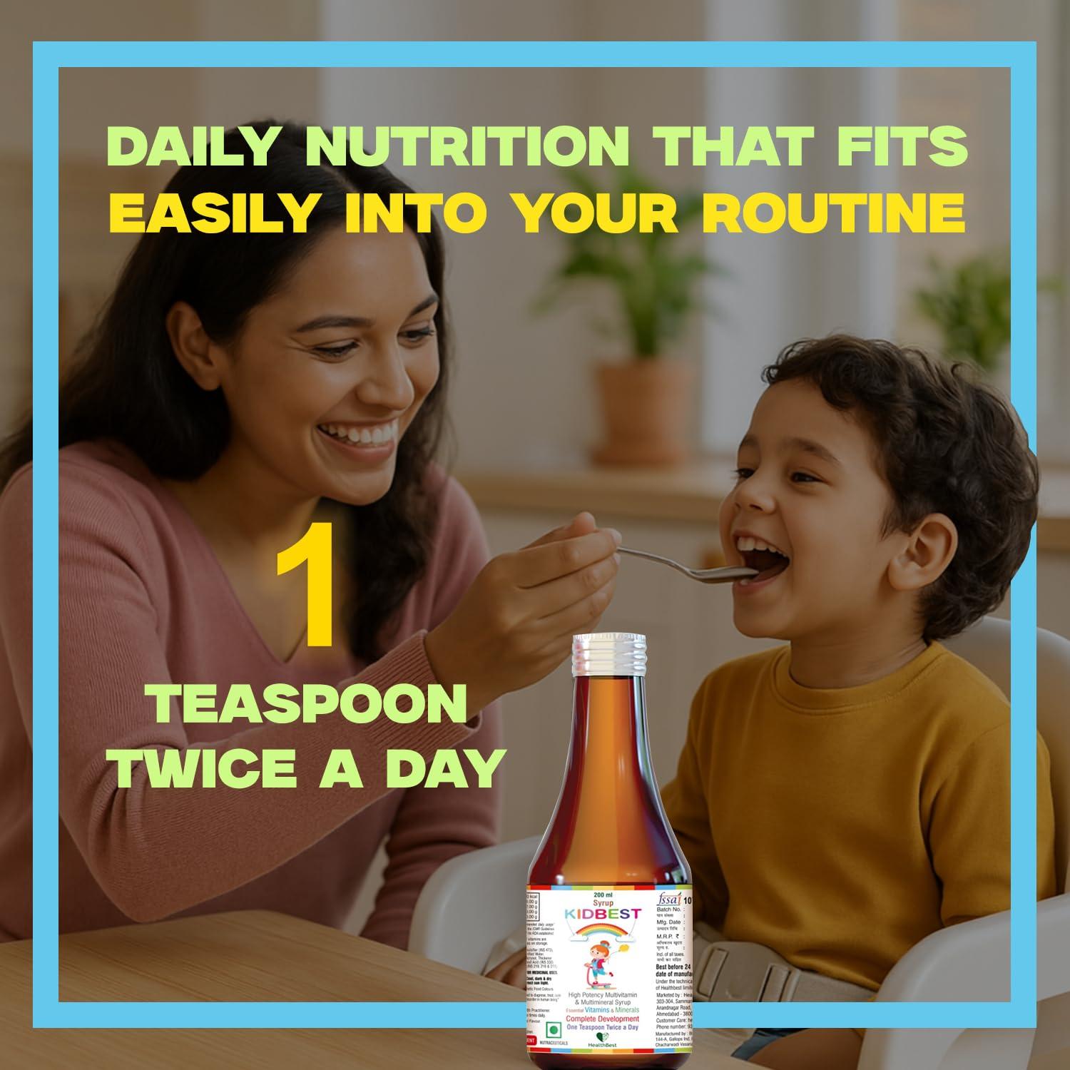 HealthBest HealthBest Kidbest Multivitamin Syrup for 3-13 Years Kids | 200ml